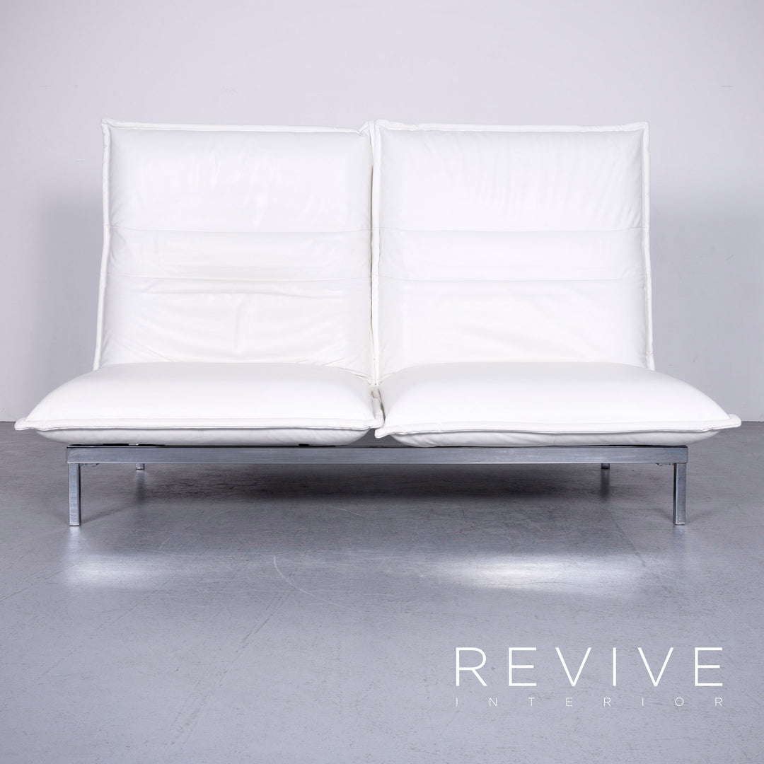 Rolf Benz Nova Designer Leder Sofa Weiß Echtleder Zweisitzer Couch #6638
