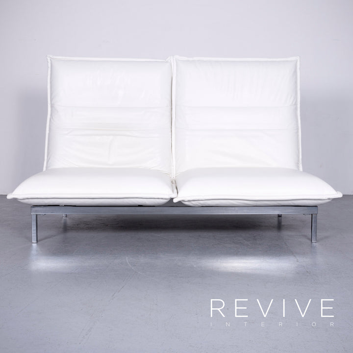 Rolf Benz Nova Designer Leder Sofa Weiß Echtleder Zweisitzer Couch #6638