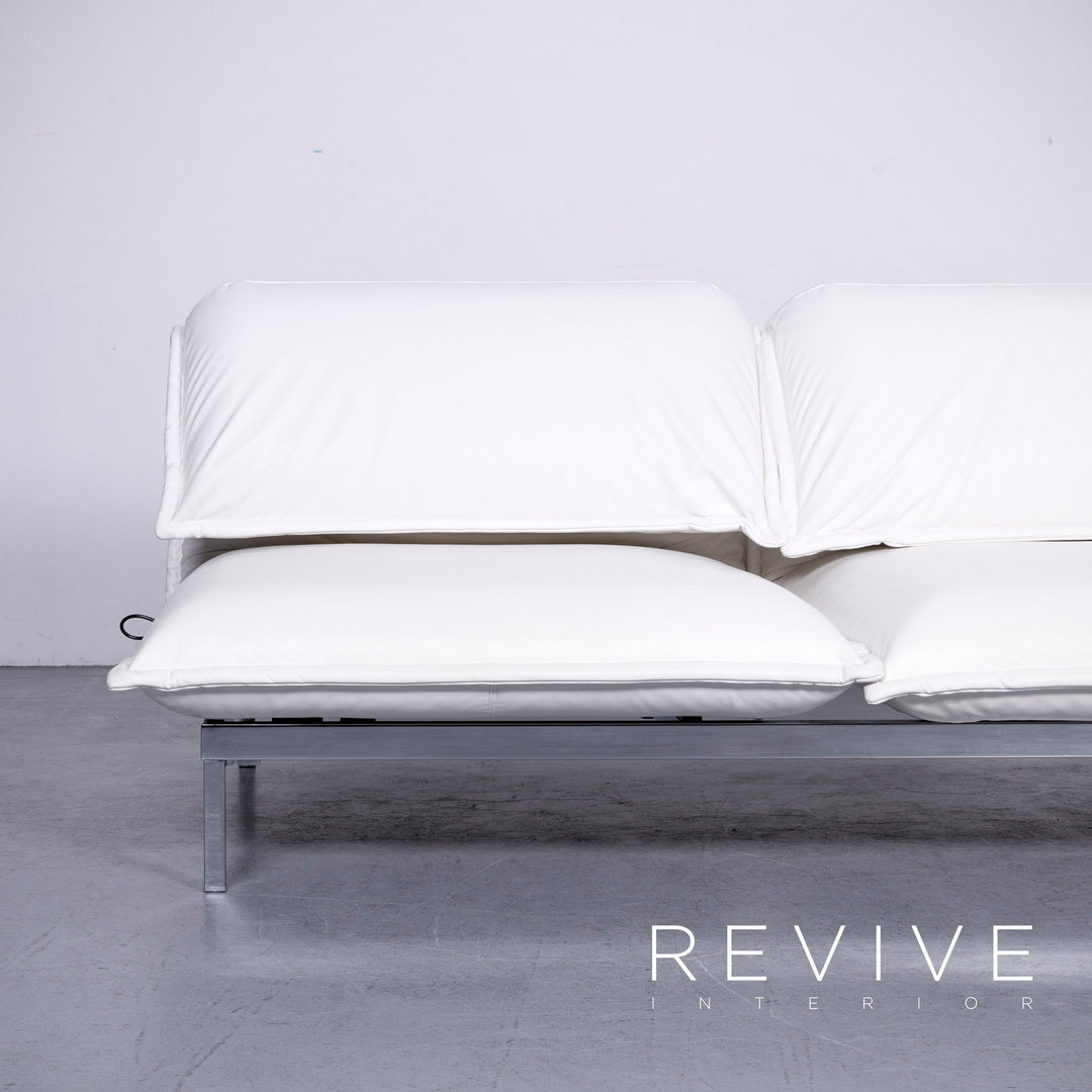 Rolf Benz Nova Designer Leder Sofa Weiß Echtleder Zweisitzer Couch #6638