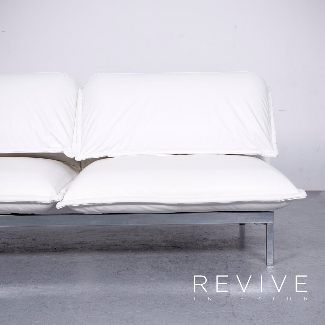 Rolf Benz Nova Designer Leder Sofa Weiß Echtleder Zweisitzer Couch #6638