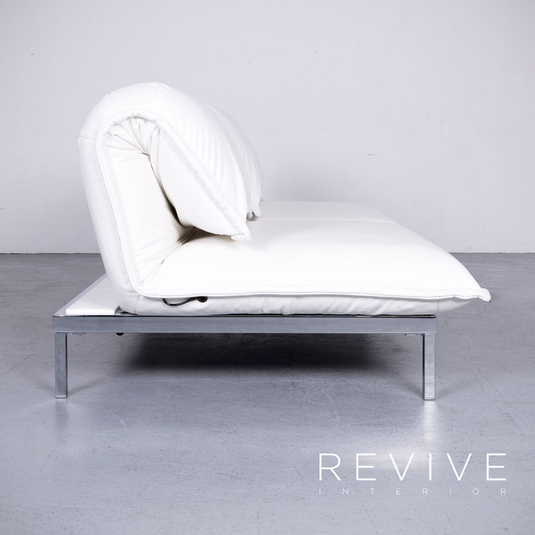 Rolf Benz Nova Designer Leder Sofa Weiß Echtleder Zweisitzer Couch #6638