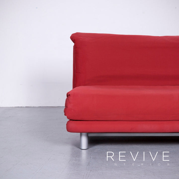 Ligne Roset Multy Designer Fabric Sofa Red Three Seater Couch Feature #6386