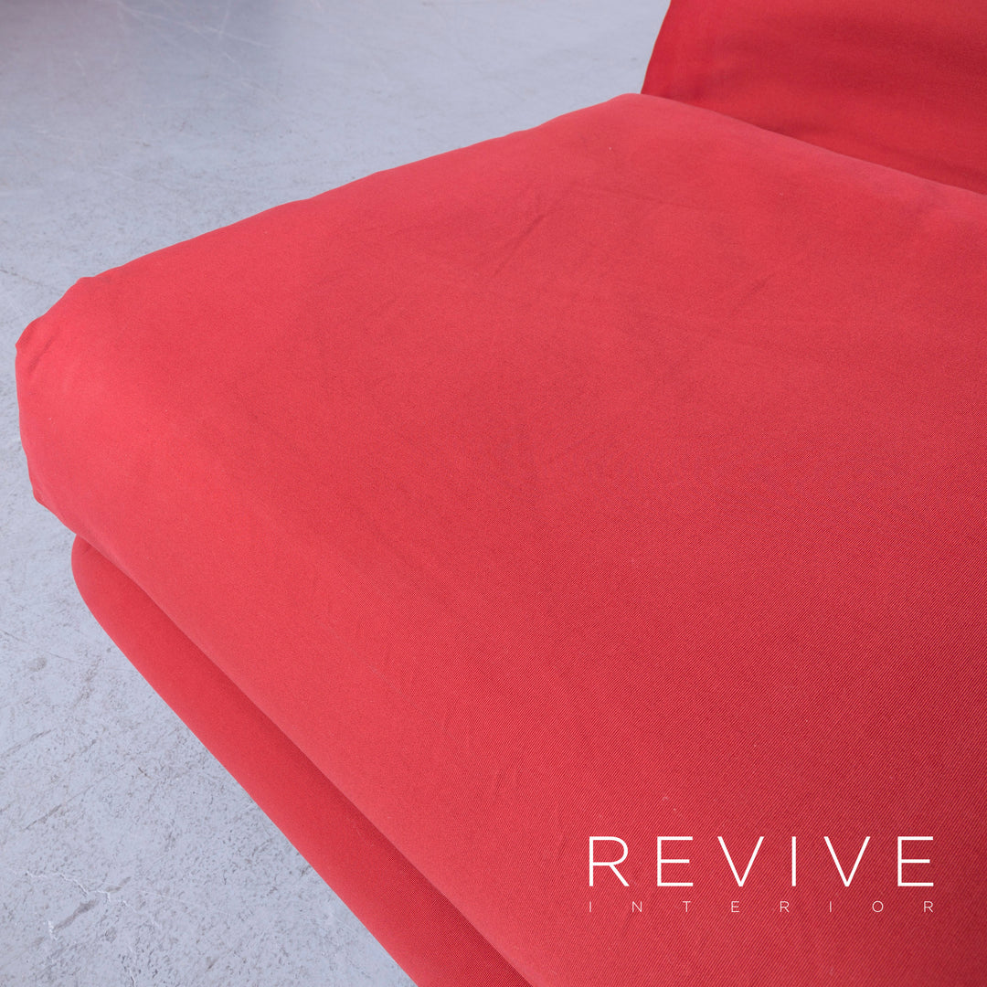 Ligne Roset Multy Designer Fabric Sofa Red Three Seater Couch Feature #6386