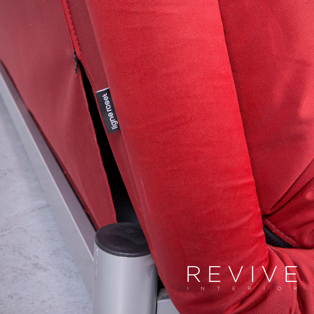 Ligne Roset Multy Designer Fabric Sofa Red Three Seater Couch Feature #6386