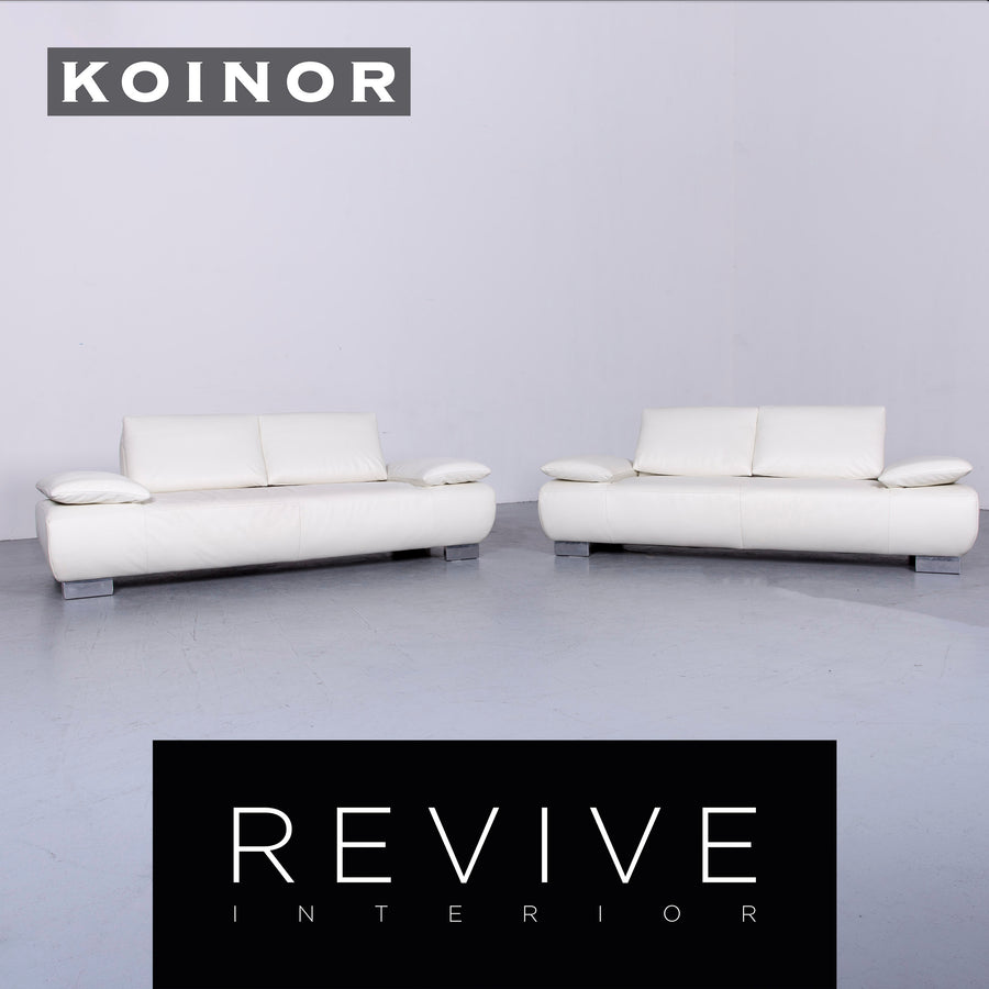 Koinor Volare Designer Leder Sofa Garnitur Weiß Echtleder Couch #6480