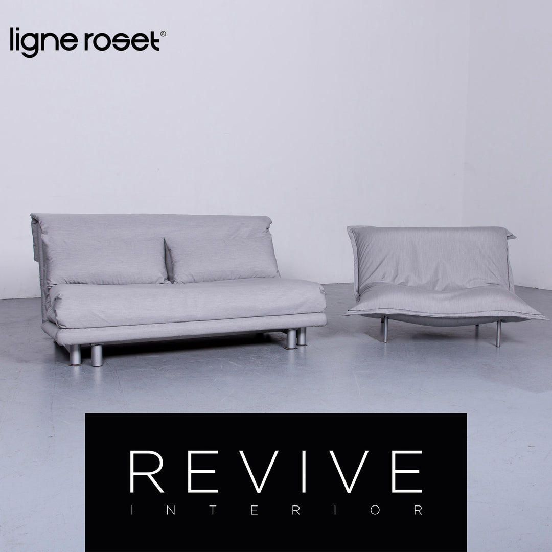 ligne roset Multy Designer Fabric Sofa Armchair Set Gray Two Seater Couch #6510