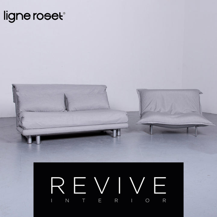 ligne roset Multy Designer Fabric Sofa Armchair Set Gray Two Seater Couch #6510
