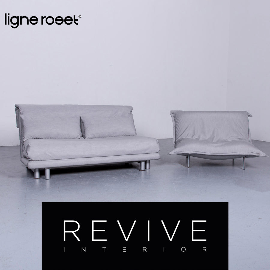 ligne roset Multy Designer Fabric Sofa Armchair Set Gray Two Seater Couch #6510