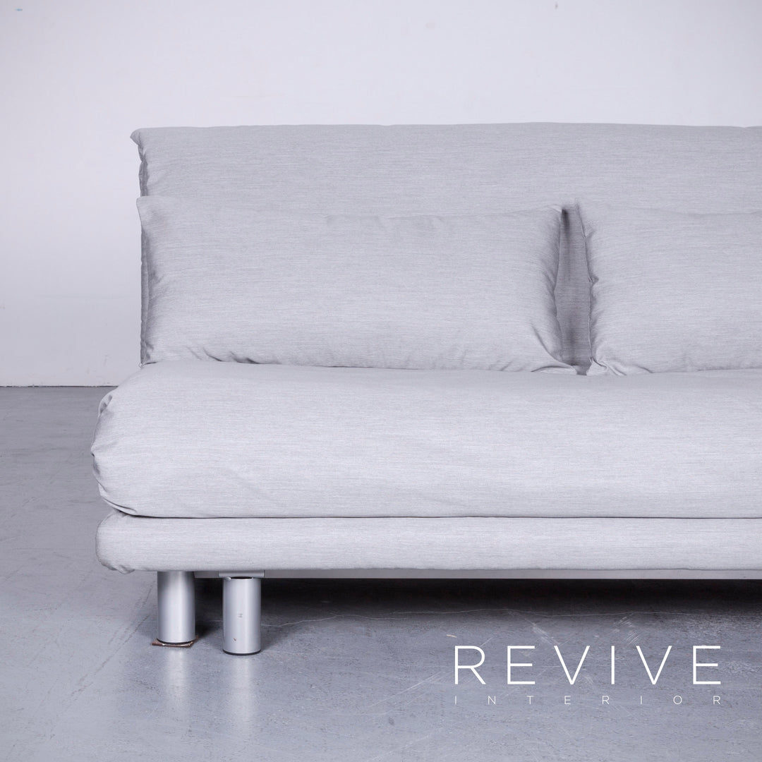 ligne roset Multy Designer Fabric Sofa Gray Three Seater Couch #5678