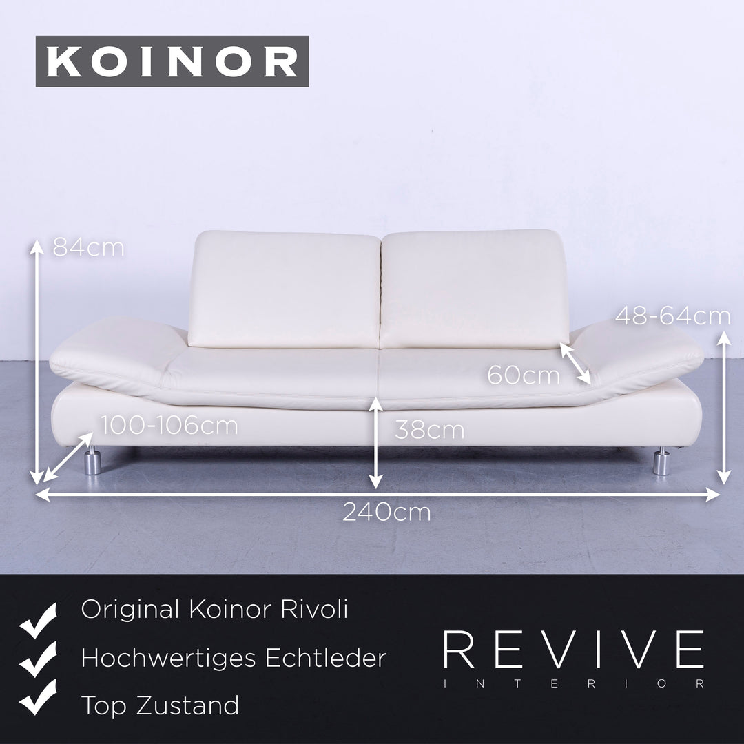 Koinor Rivoli Leder Sofa Creme Weiß Dreisitzer Couch Echtleder Funktion #5816