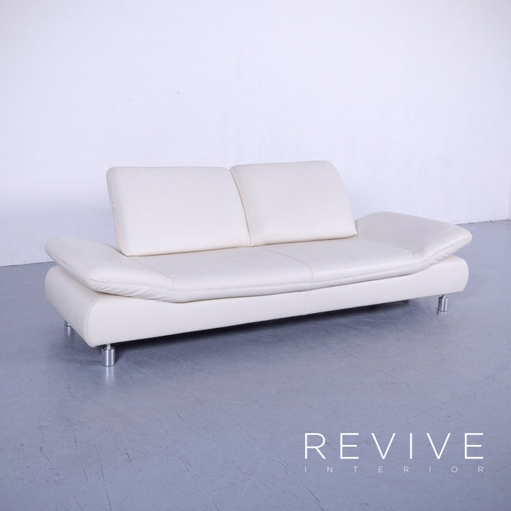 Koinor Rivoli Leder Sofa Creme Weiß Dreisitzer Couch Echtleder Funktion #5816