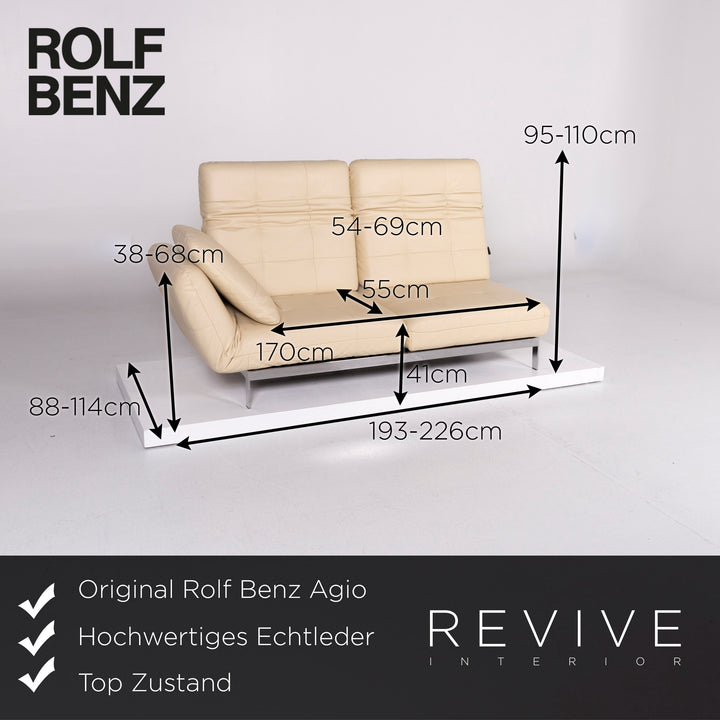 Rolf Benz Agio Leder Sofa Beige Zweisitzer Leder inkl. Funktion #10785