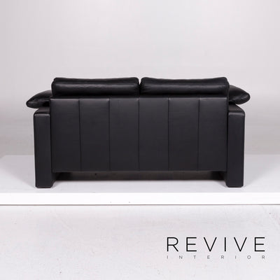 Ewald Schillig Leder Sofa Schwarz Zweisitzer Couch #11404