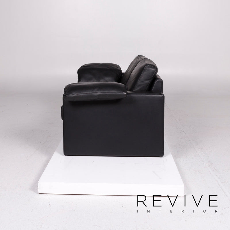Ewald Schillig Leder Sofa Schwarz Zweisitzer Couch 