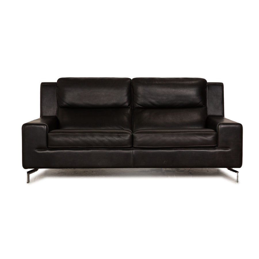 Incanto Leder Zweisitzer Schwarz Sofa Couch