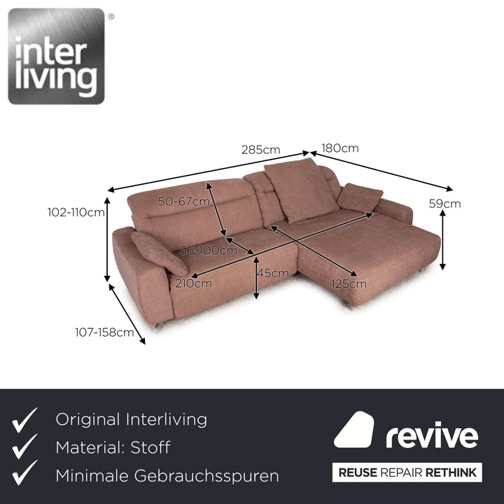 Interliving 4151 Stoff Ecksofa Rosé Sofa Couch elektr. Funktion