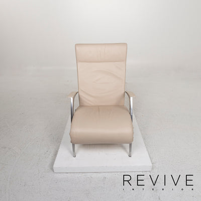 Interprofil Leder Sessel Garnitur Beige inkl. Liegefunktion #13183