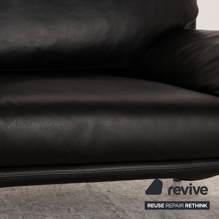 Interprofil Leder Zweisitzer Schwarz Sofa Couch