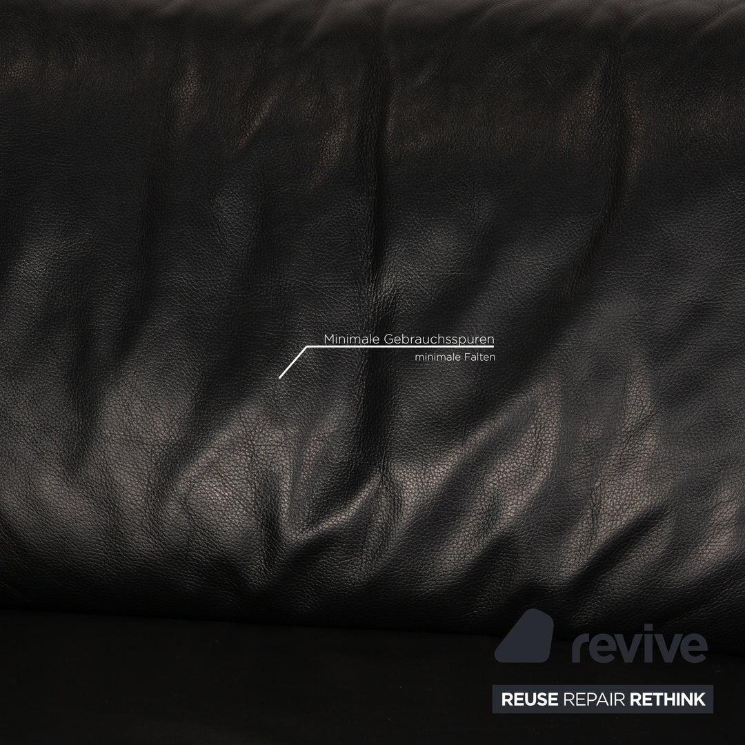 Intertime Cielo leather sofa set black function three seater couch