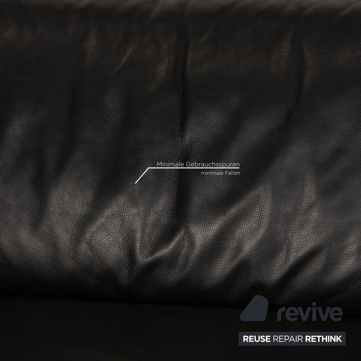 Intertime Cielo leather sofa set black function three seater couch