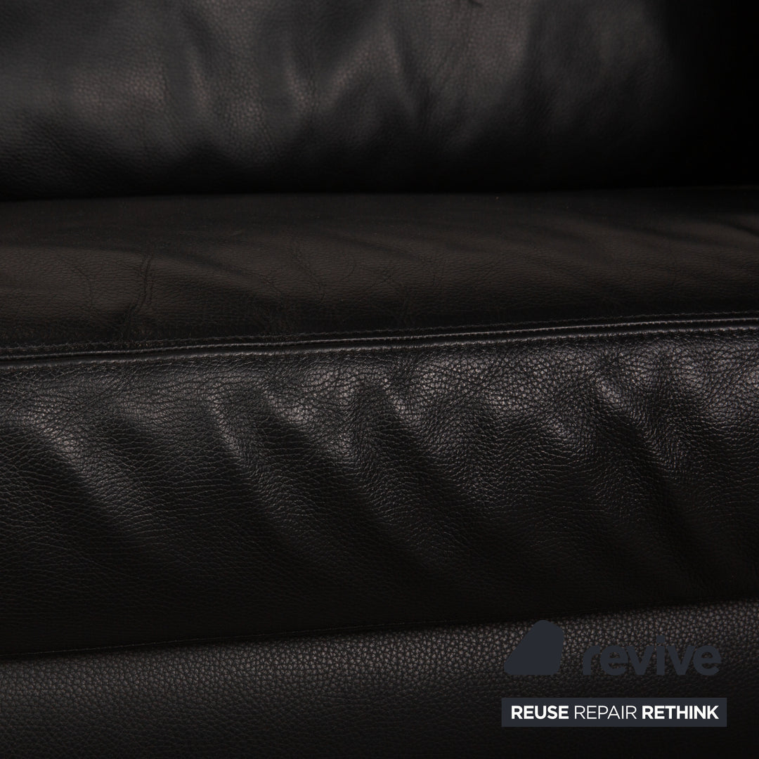 Intertime Cielo leather sofa set black function three seater couch