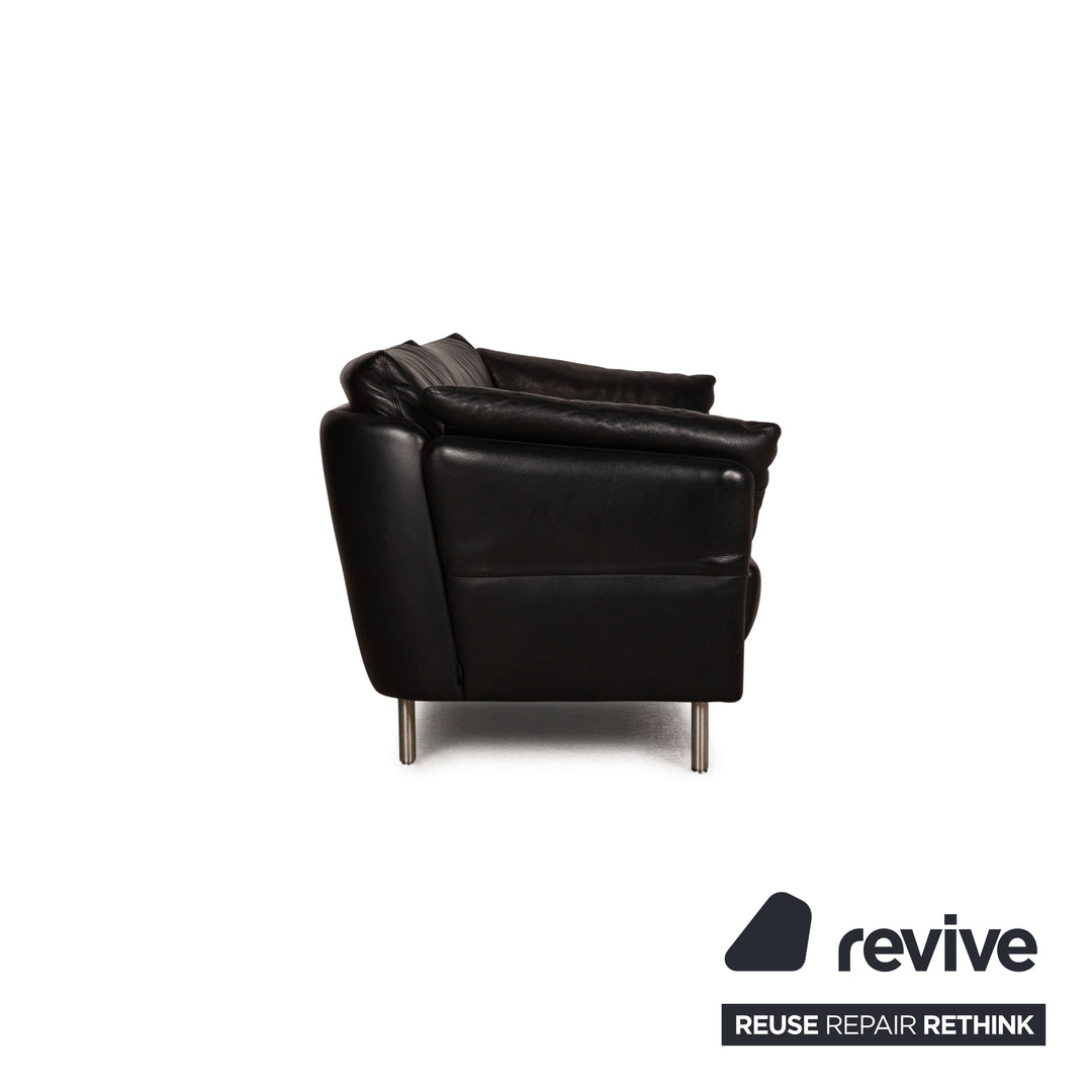 Intertime Cielo leather sofa set black function three seater couch