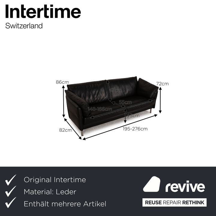 Intertime Cielo leather sofa set black function three seater couch