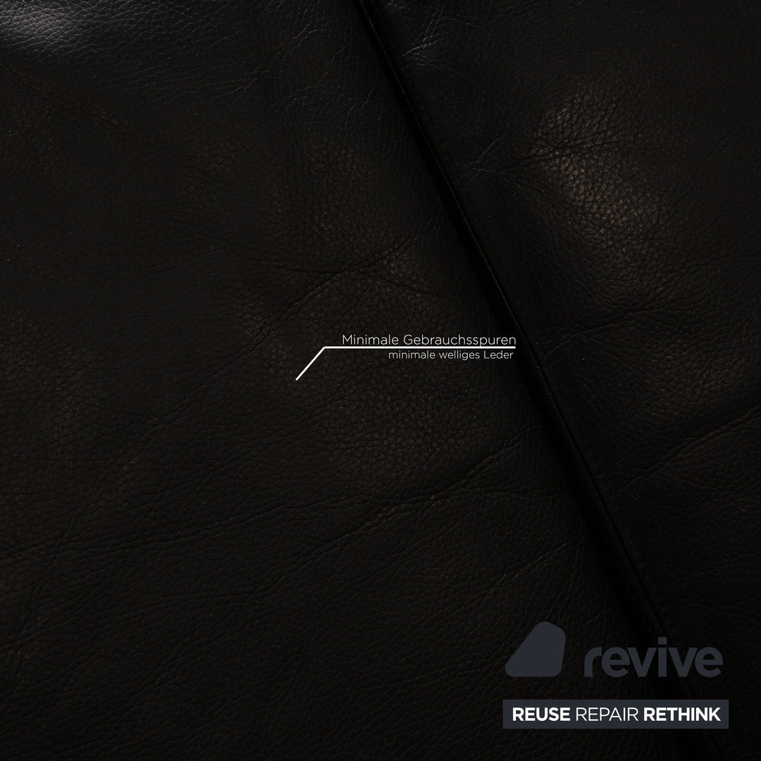 Intertime Cielo leather sofa set black function three seater couch