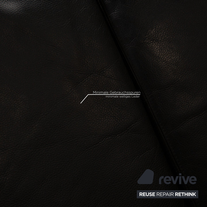 Intertime Cielo leather sofa set black function three seater couch