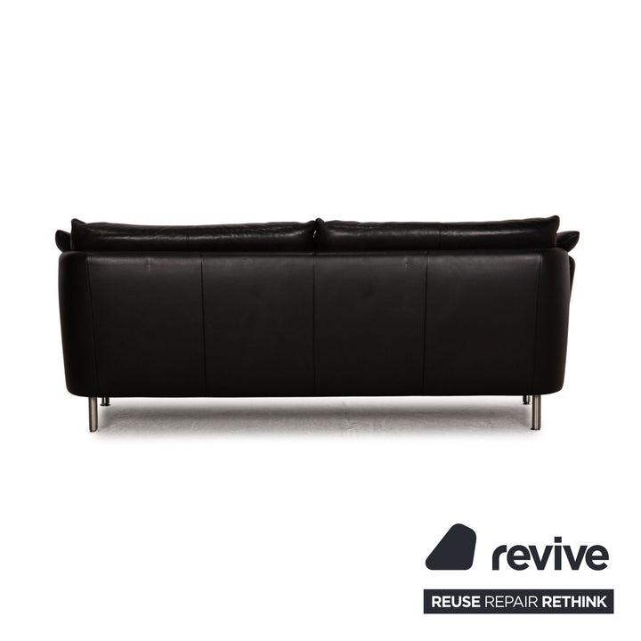 Intertime Cielo leather sofa set black function three seater couch