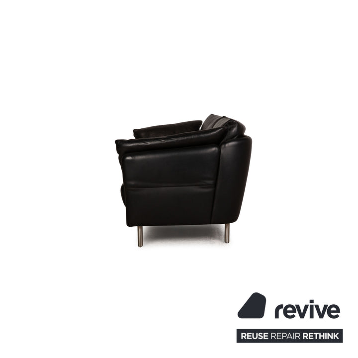 Intertime Cielo leather sofa set black function three seater couch