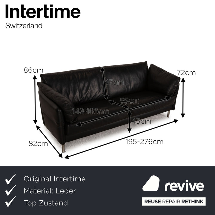 Intertime Cielo Leather Sofa Black Function three seater couch