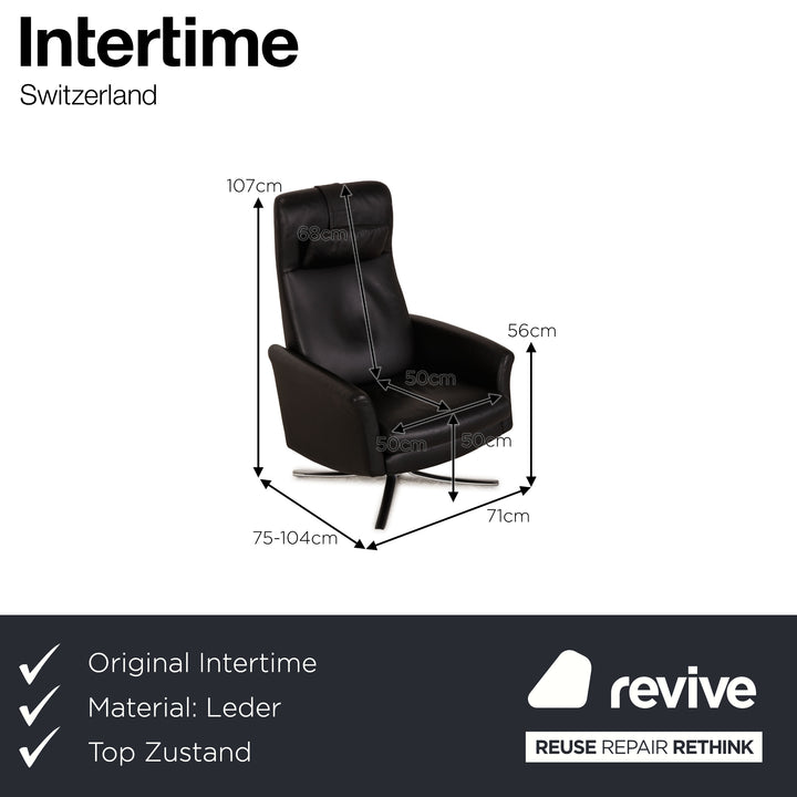 Intertime Leather Armchair Black Function recliner