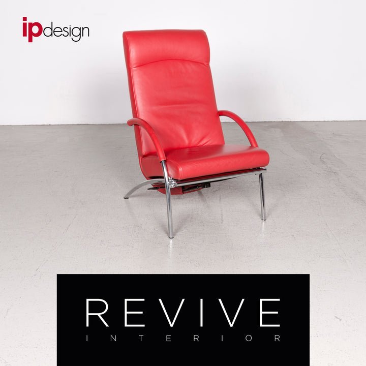 IP Design Curve by Blennemann Designer Leder Sessel Rot Echtleder Stuhl Liege Funktion #7811