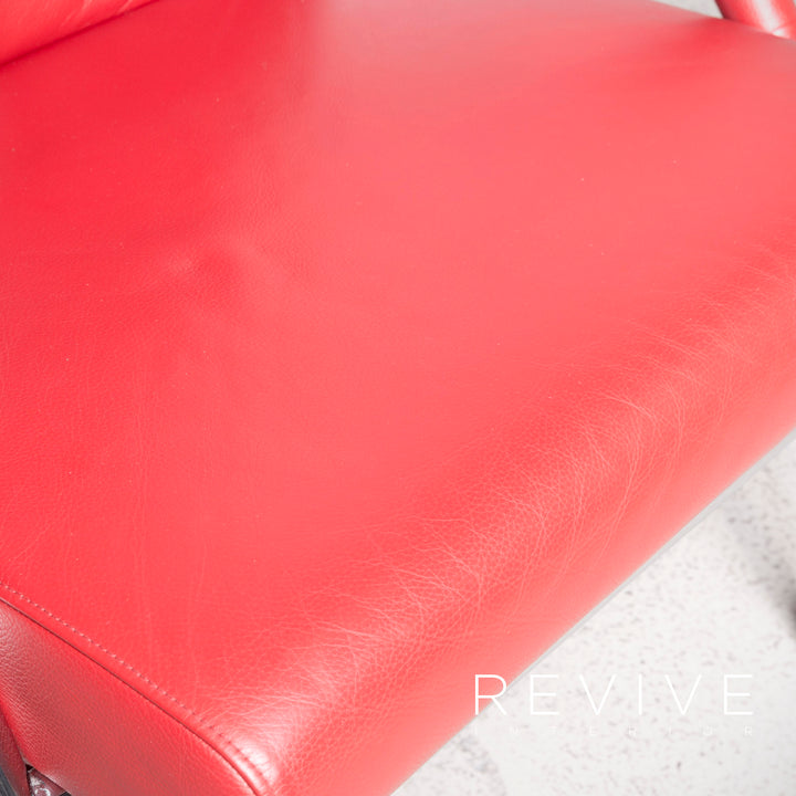 IP Design Curve by Blennemann Designer Leather Armchair Red Genuine Leather Chair Lounger Function #7811