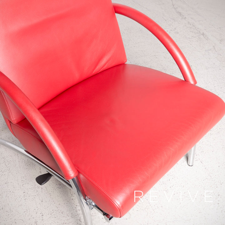 IP Design Curve by Blennemann Designer Leather Armchair Red Genuine Leather Chair Lounger Function #7811