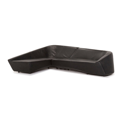 IP Design Drift Schwarz Ecksofa Leder Schwarz Sofa Couch #12989