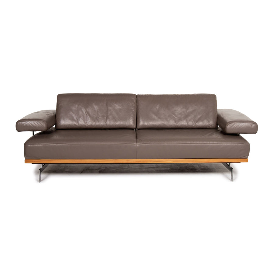 yup! Leather Sofa Gray Brown Gray Three Seater Function Couch #13522