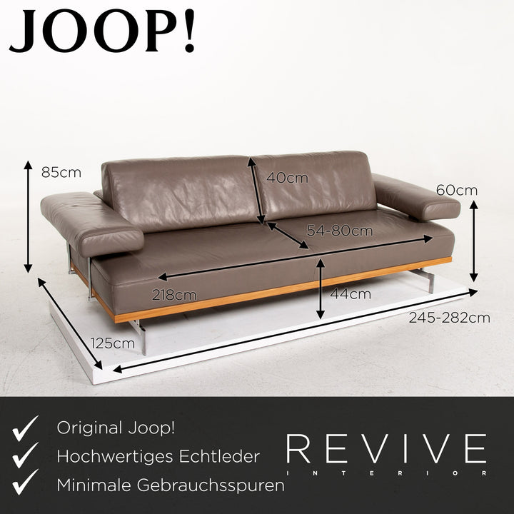 Joop! Leder Sofa Graubraun Grau Dreisitzer Funktion Couch #13522
