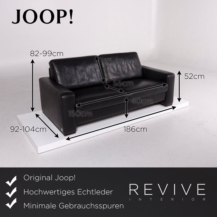 Joop! Leder Sofa Garnitur Schwarz 1x Zweisitzer 2x Sessel Funktion #12033