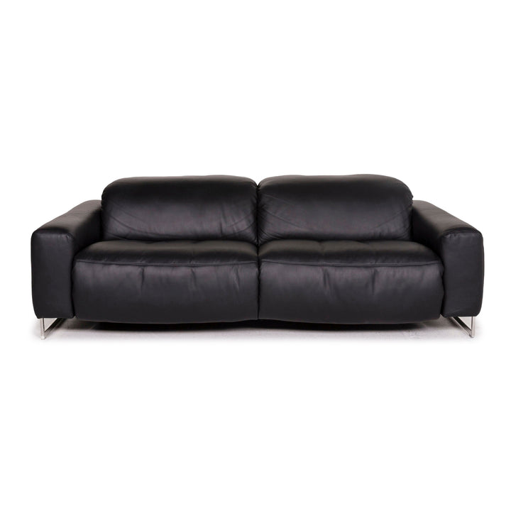 yup! Leather sofa black two-seater function relax function couch #12291