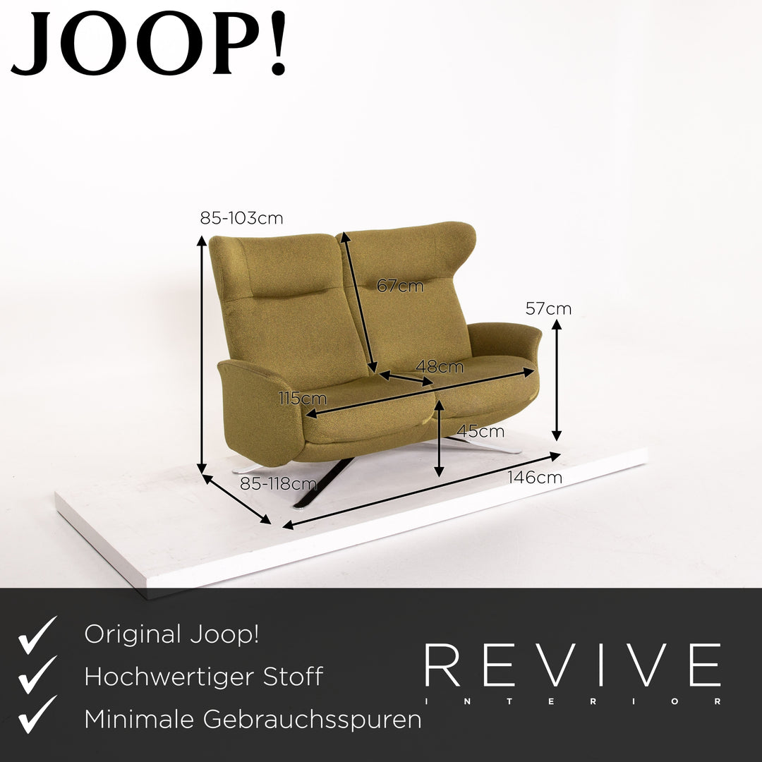 Joop! Stoff Sofa Garnitur Grün Olivegrün 1x Zweisitzer 1x Hocker Relaxfunktion Funktion #13916