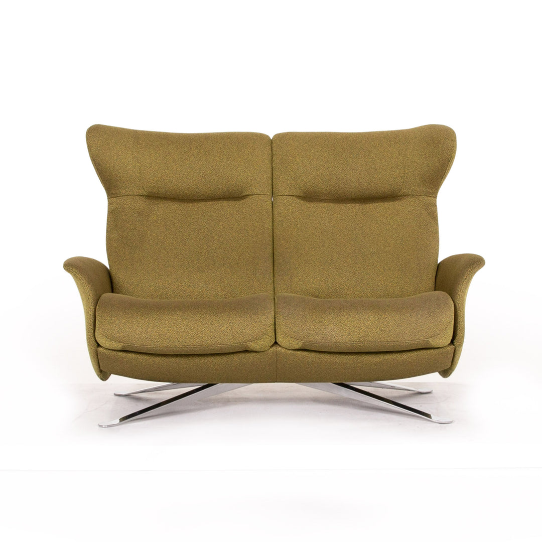 yup! Fabric sofa green olive green two-seater relax function couch #13778