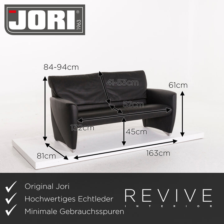 Jori Angel 3250 Leather Sofa Black Couch #12475