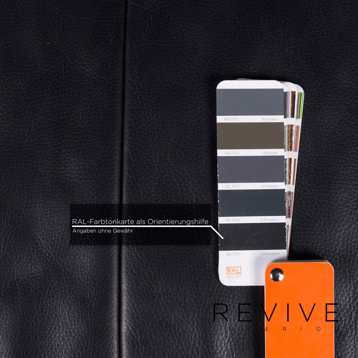 Jori Glove Designer Leather Sofa Black Three Seater Couch #9527