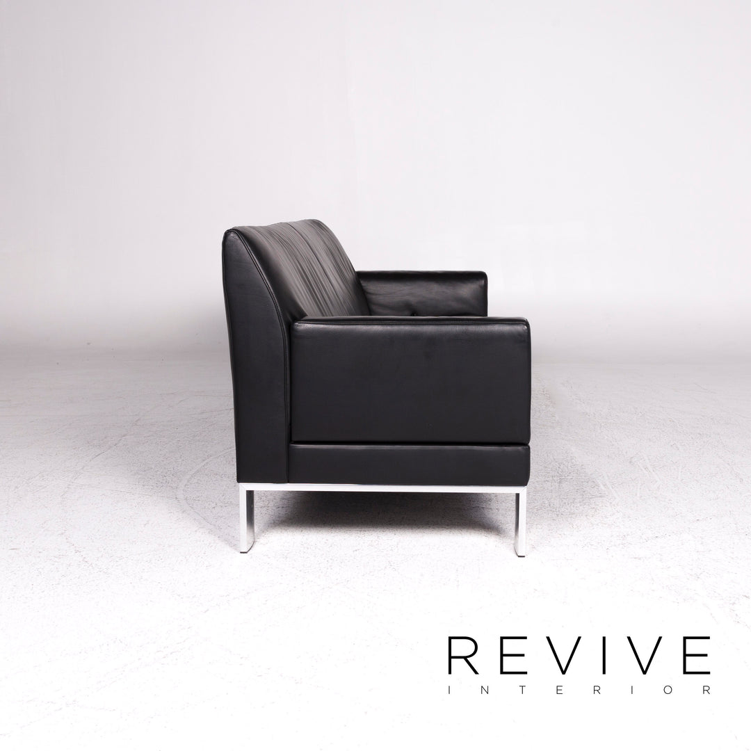 Jori Glove Designer Leather Sofa Black Three Seater Couch #9527