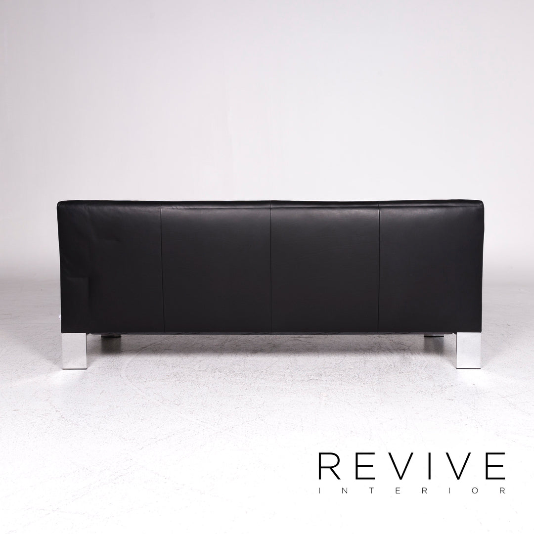 Jori Glove Designer Leather Sofa Black Three Seater Couch #9527