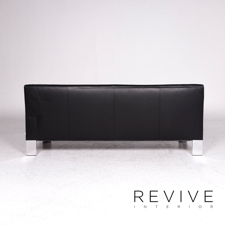 Jori Glove Designer Leather Sofa Black Three Seater Couch #9527