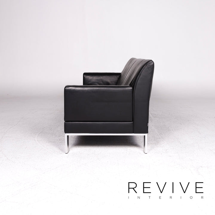 Jori Glove Designer Leather Sofa Black Three Seater Couch #9527