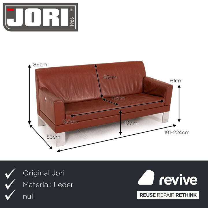 Jori Glove leather sofa set red rust red 1x three-seater 1x two-seater couch